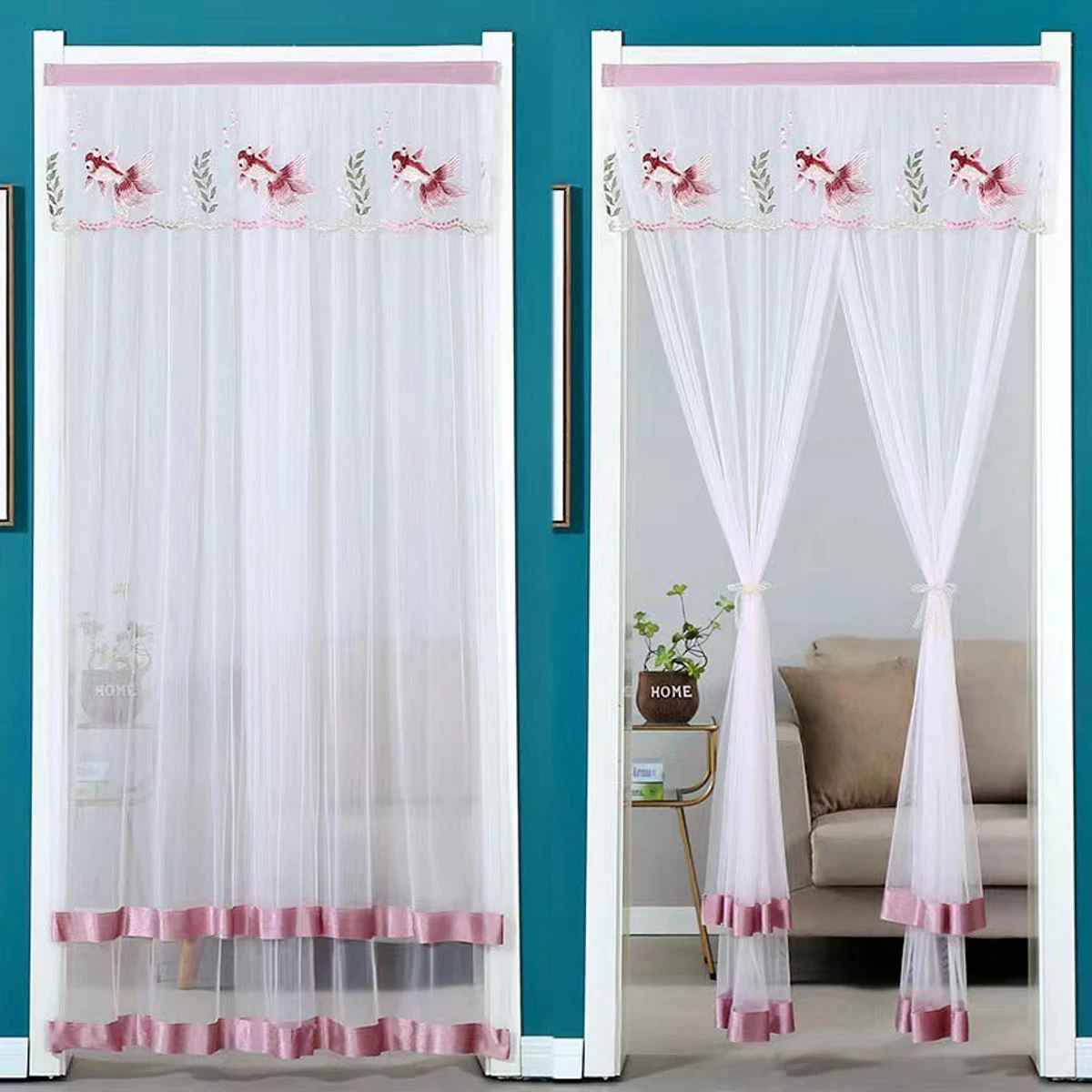 DOUBLE LAYER LACE EMBROIDERED DOOR CURTAIN PRODUCTS